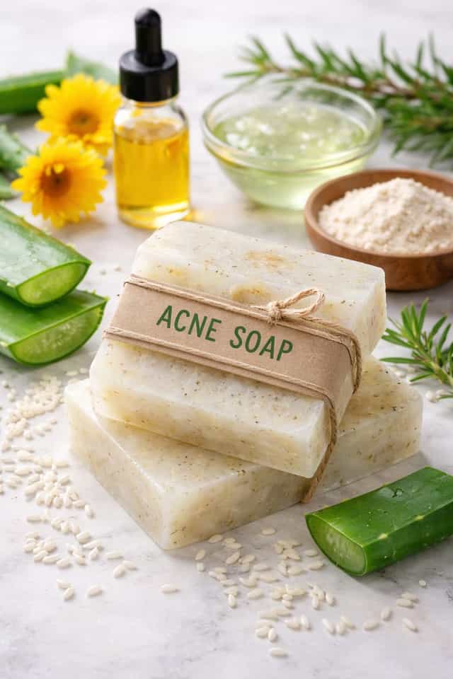 Jabón artesanal con Aloe vera, Caléndula y Tea Tree